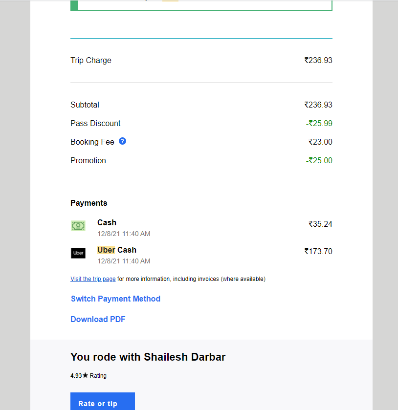 shahtejas178's tweet photo. @Uber_India I had uber cash but still, the driver asked to pay the full amount in cash. This happened 2nd time. I asked for support but support says unable to refund. 
So my point is if the driver is not accepting such a scenario of uber cash &amp; normal cash method what to do? https://t.co/OwuIrtlsfp