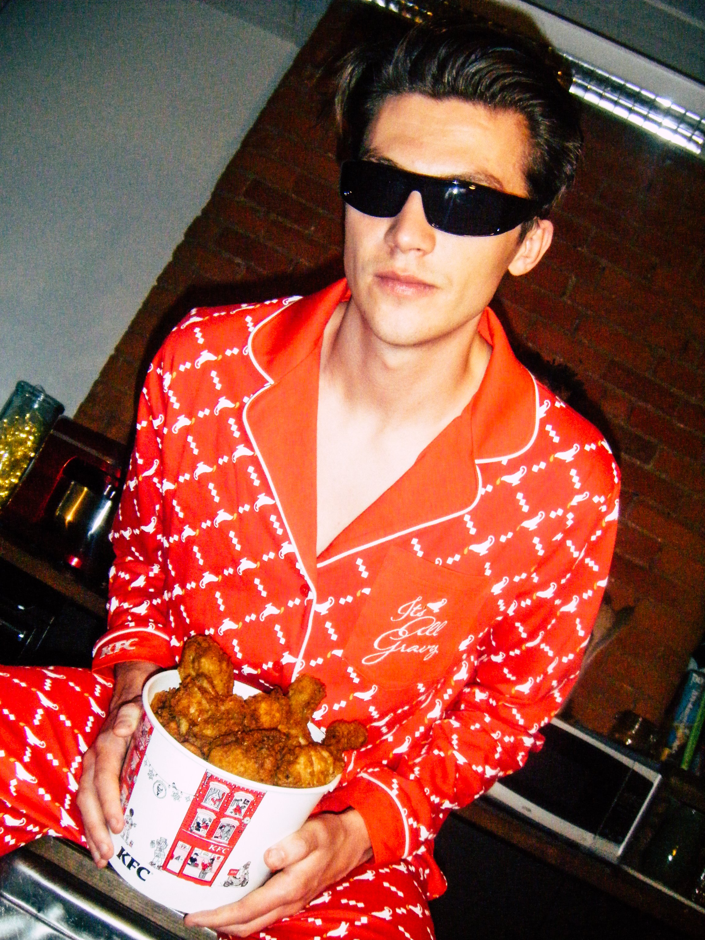 KFC UK on X: New Christmas merch just dropped. Haven't got the official  pics yet so just did my own thing. PJs from  Cool  shades - mine.  / X