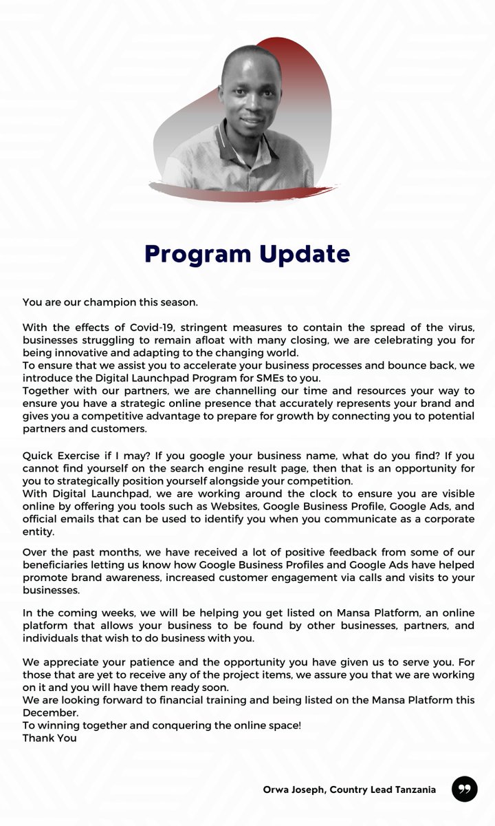 Infomoby_Biz's tweet photo. Today we underscore the Milestones achieved by Norad Norwegian Agency for Development Cooperation and @Infomoby_Biz / @africa_118 #Digitallaunchpad team in Empowering African SMEs.
As detailed by @Orwajose
#africa #smes #digital #empowerment https://t.co/EHWQ3M1Hk5