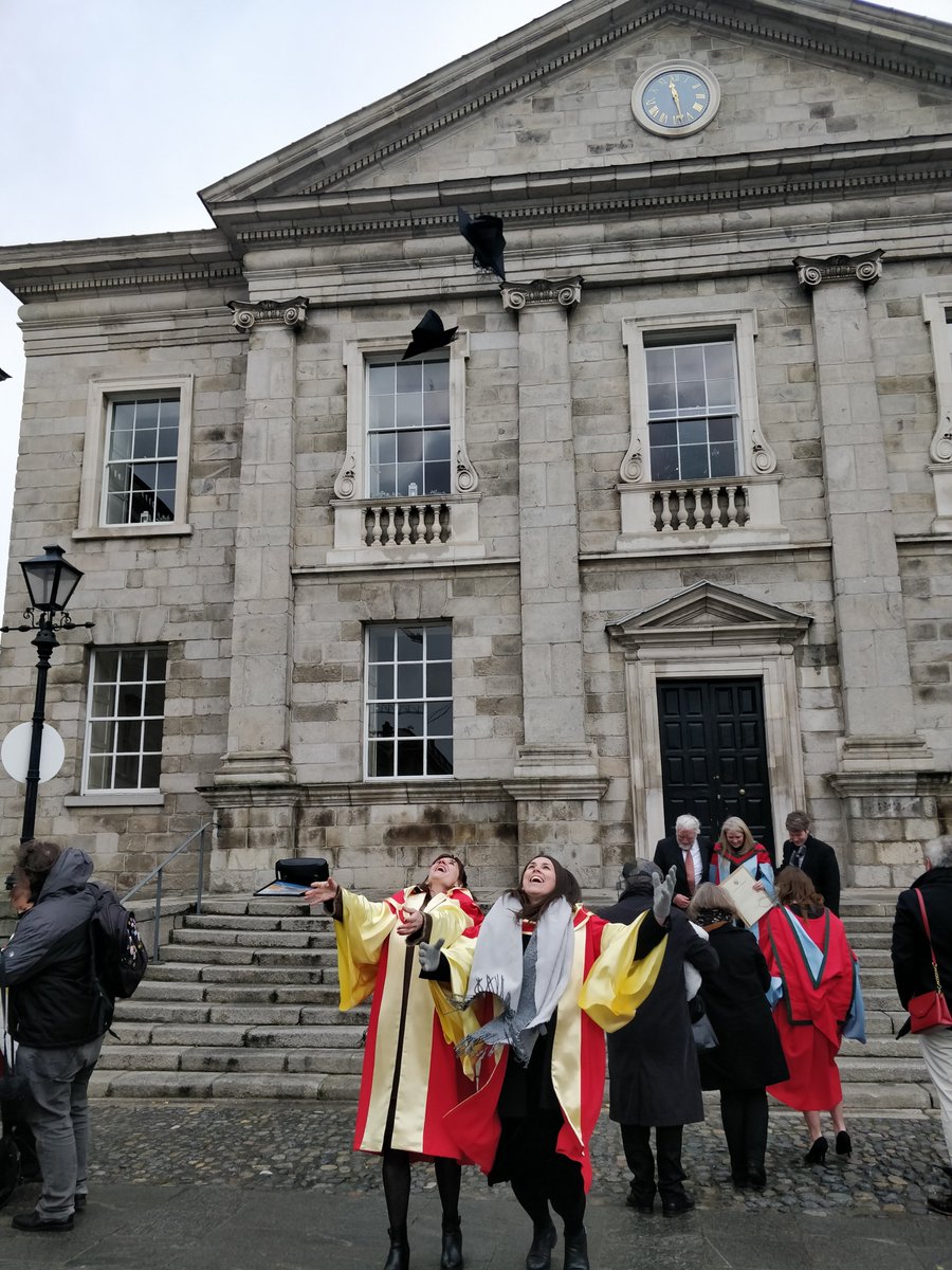 Happy to see that #GemmaLocke 🇮🇪 and #MarieRoucan 🇫🇷 from our group <a href="/TCD_Chemistry/">TCD School of Chemistry</a> <a href="/tcdTBSI/">TCD TBSI</a> where finally able to attend their PhD graduation ceremony delayed 2 years by the pandemic and 1 day by  Storm Barra 😀🥳 we are all proud of you😄😇