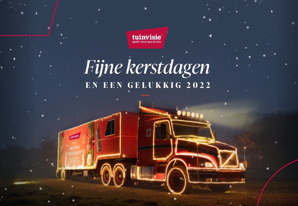 I.v.m. de feestdagen is TuinVisie gesloten van 23 dec t/m 2 januari. Op 23 en 24 december kunnen zowel in Enter als Utrecht geen orders afgehaald worden. We willen je bedanken voor de plezierige samenwerking in dit bijzondere jaar. Alvast prettige feestdagen en tot ziens in 2022!