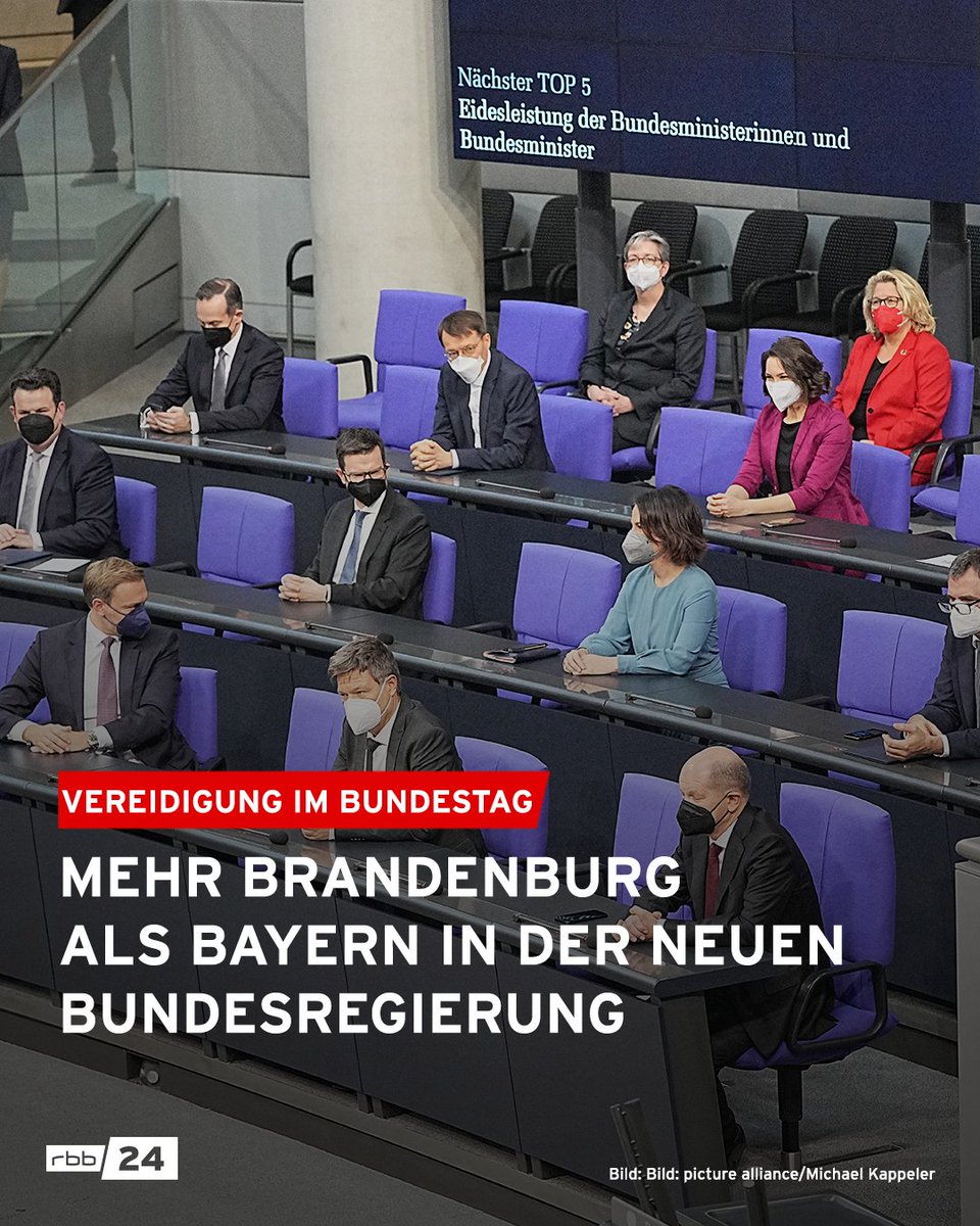 Die Brandenburgerin Klara Geywitz (SPD) ist als #Bundesministerin für Bauen und Wohnen vereidigt worden. Dadurch ist #Brandenburg mit genau einer Person mehr in der neuen #Bundesregierung vertreten als das Bundesland unserer Kollegen von @BR24. ;) #Vereidigung