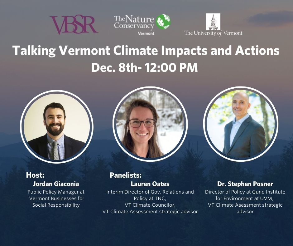 TNCvermont's tweet photo. Today at noon- Join us and learn about the Vermont Climate Assessment findings and the Vermont Climate Council update.
Register here: https://t.co/G6JqJXgGhJ
#vtpoli #vtclimate
@uvmvermont @VBSR https://t.co/AT5tf8nPSf
