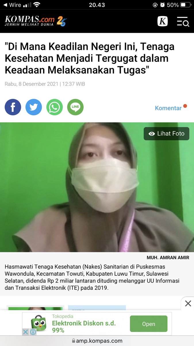 Innalillahi, UU ITE lagi.

Baru tahu banget ada kasus ini.
Hasmawati, tenaga kesehatan melaporkan temuan formalin di sample makanan saat sidak. Tapi laporan untuk pemeriksaan ulang itu malah tersebar, padahal dia ga share apa-apa.

#RevisiTotalIUUITE