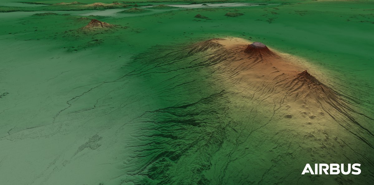 AirbusSpace's tweet photo. On #InternationalMountainDay we want to share this beautiful #WorldDEM™ Neo image of Mount Kilimanjaro, Africa’s tallest mountain and the largest free-standing mountain rise in the world.
It is a snow-capped volcano and is a popular hiking spot. 🗻 https://t.co/W0vWPAVBXZ