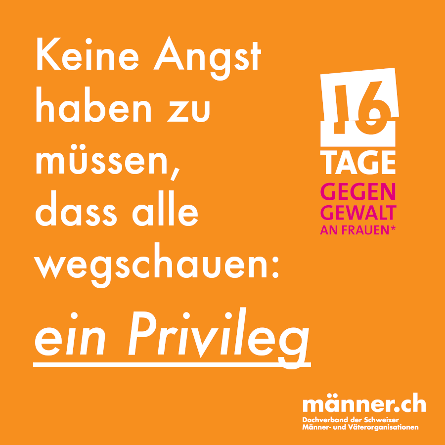 maennerch's tweet photo. Letzte Tage der Kampagne @16tage_ch mit dem diesjährigen Fokushema sexualisierte Gewalt. Auch darüber hinaus, an allen anderen Tagen im Jahr ist es wichtig, sich vor Augen zu halten, mit welchen Privilegien man(n) durchs Leben geht.  #männergegengewalt #caringmasculinities https://t.co/4nl0cxjknb