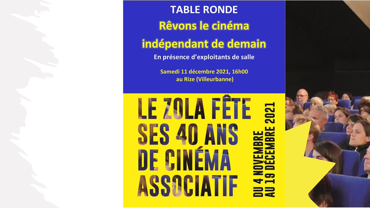 journalcinephil's tweet photo. Samedi 11 décembre à 16h00, venez au Rize (23 Rue Valentin Hauy) à Villeurbanne rêver le cinéma indépendant de demain. https://t.co/NW2hB7rplT