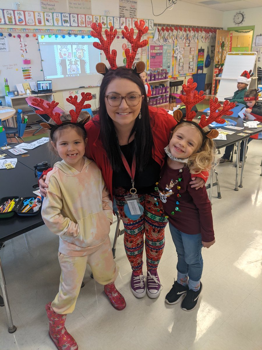 We were so excited we were matching for reindeer day today!