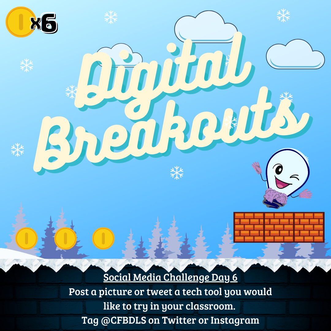 CFBDLS's tweet photo. You know what day it is? It's Wednesday - Day 6 of our Holiday Hacks! Tweet a tech tool you would like to try in your classroom. Tag @CFBDLS 
#holidayhacks #edtech @CFBISD @CFB_Technology 

P.S. Don't forget to visit the Holiday Hacks site to learn about digital breakouts. https://t.co/2Ze6B84nfs