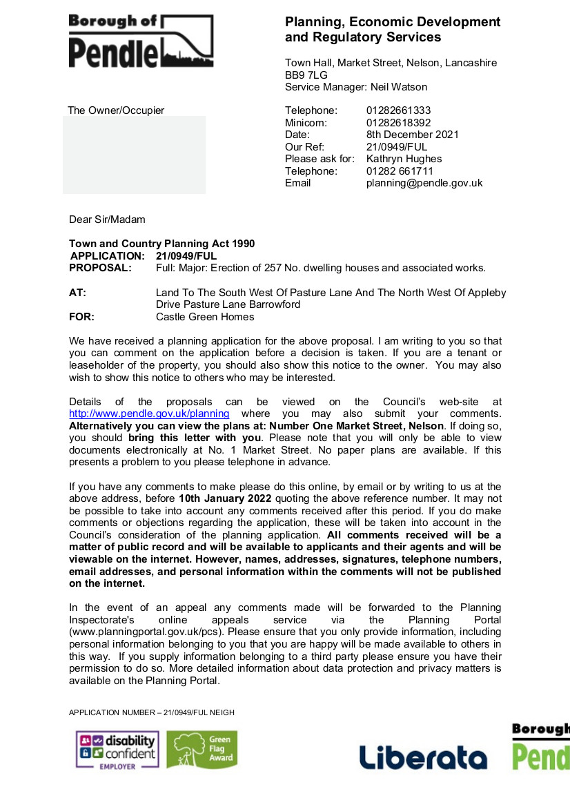 BarrowfordPC's tweet photo. Looks like individuals have until 10th January 2022 to make comments.
Here's the letter that has gone out to local residents. https://t.co/DSGdNgLOoE