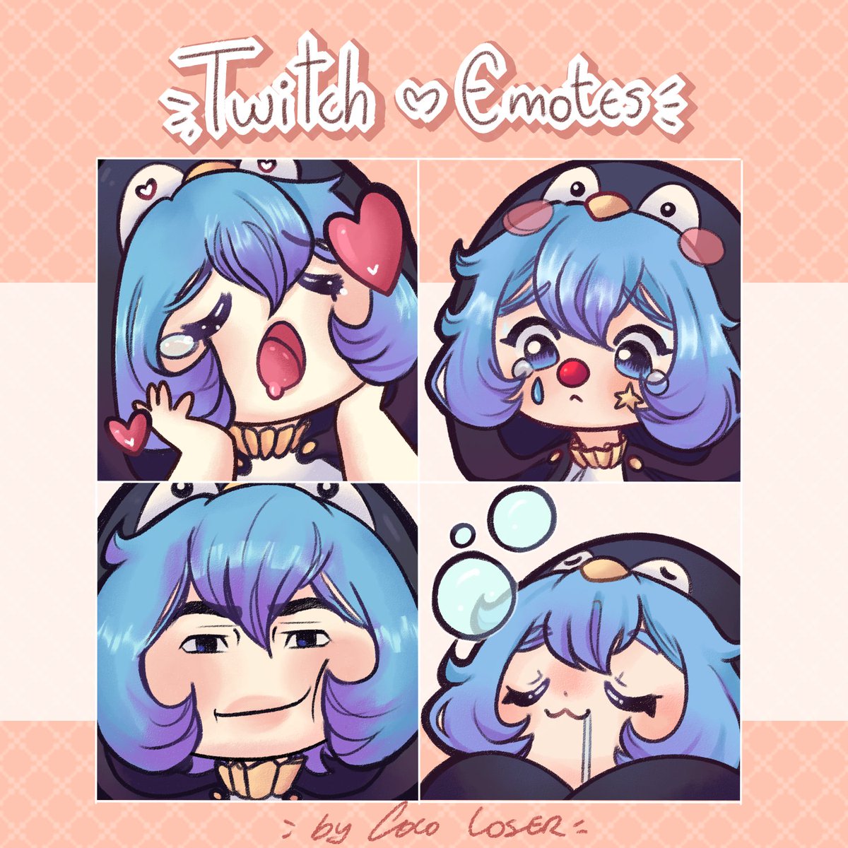 coco_loser_'s tweet photo. Hello! I open again my Emotes commissions! If you are interested please DM me!
TAT: two weeks or more, depends, but I'll keep in touch!
#emoteartist #twitch #twitchgraphics #commissionsopen #emotecommissions #emotecommissionsopen https://t.co/VTSjbhWizd