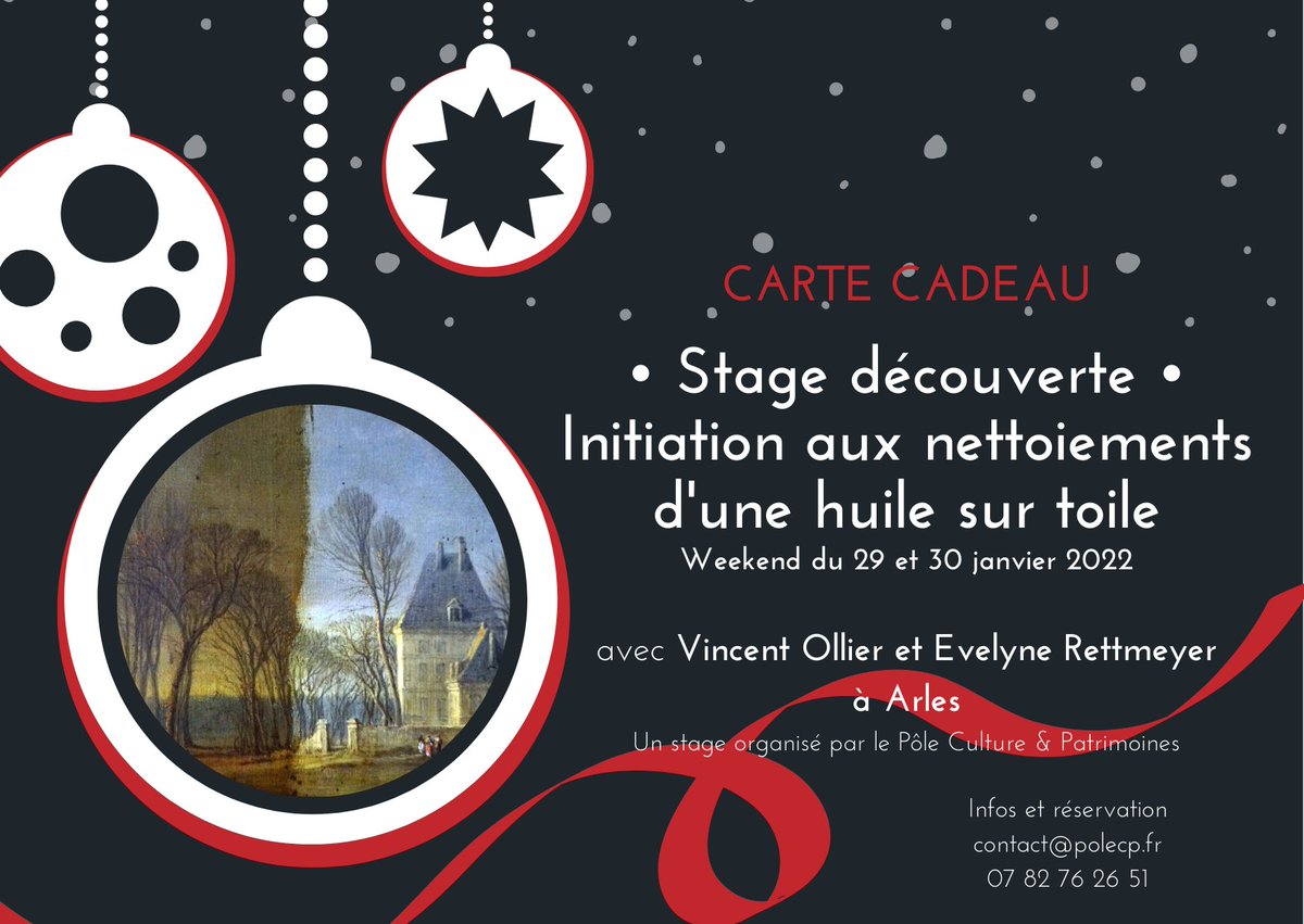 🎁 En panne d'idées cadeaux ?
👏😍 4 BONS PLANS avec les stages du <a href="/Pole_CP/">Pôle Culture & Patrimoines</a> !
1️⃣la soudure à l’arc
2️⃣ initiation aux nettoiements d’une huile sur toile
3️⃣ le portrait avec lumière ajoutée
4️⃣ les sports historiques
+ d'infos 👉contact@polecp.fr