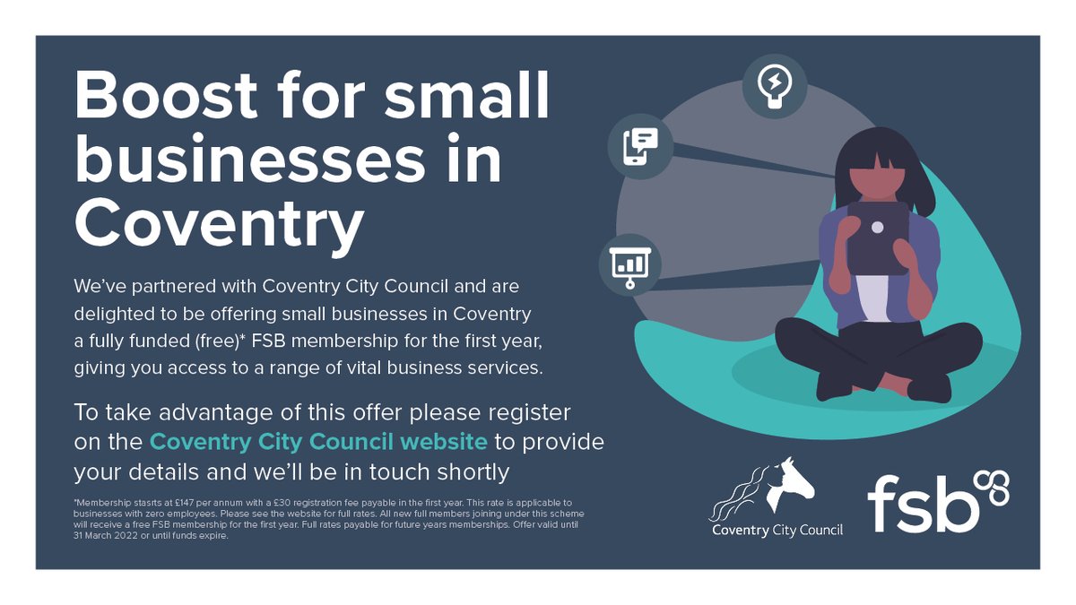 Calling #Coventry #smallbiz

Join <a href="/fsb_policy/">Federation of Small Businesses (FSB)</a> for specialist 1-2-1 advice and a wide range of member benefits; businesses in #Coventry can get this FREE thanks to support provided by <a href="/coventrycc/">Coventry City Council</a>

More info firstvoice.fsb.org.uk/first-voice/re…

<a href="/FSBWestMids/">FSB West Midlands</a> @hemkalidasFSB <a href="/IvanMooreFSB/">Ivan Moore</a>