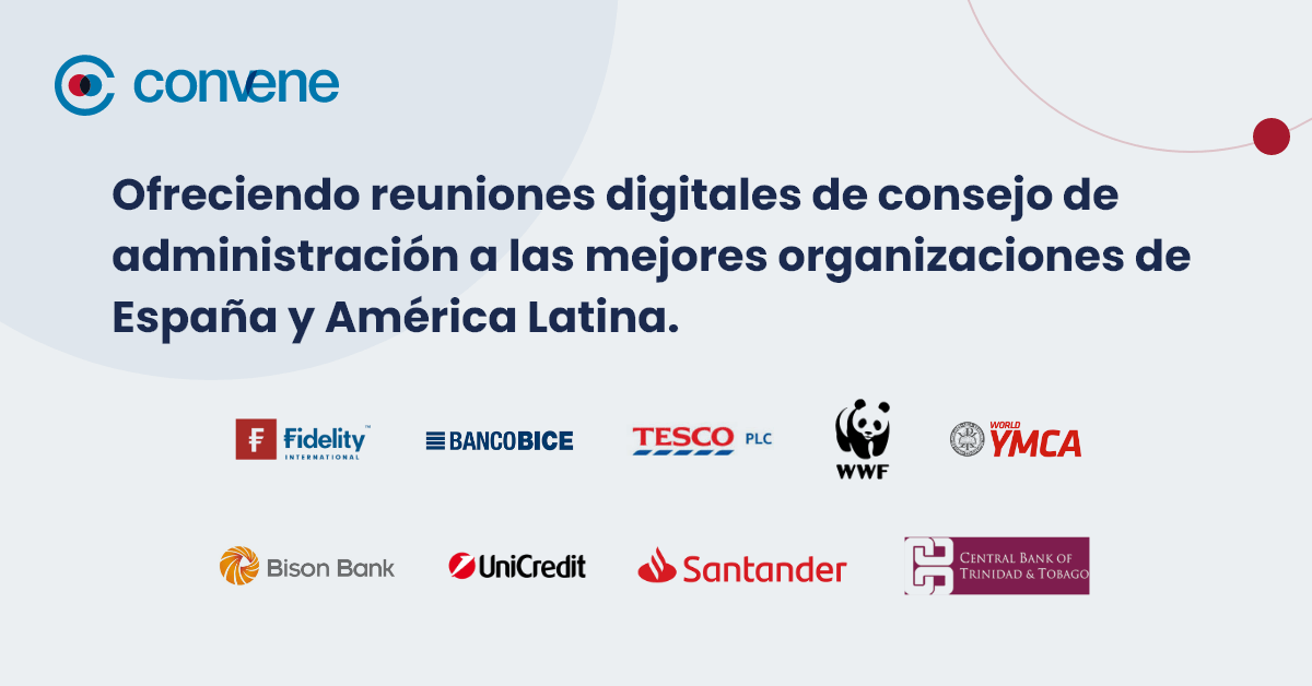 convene_es's tweet photo. Convene es una plataforma de gestión de juntas directivas digital, potente y segura en la que confían organizaciones líderes en España y Latinoamérica.

Conozca por qué eligieron utilizar Convene para sus reuniones de junta digital aquí: https://t.co/j7t2KT6afv https://t.co/CWApOLGNMo