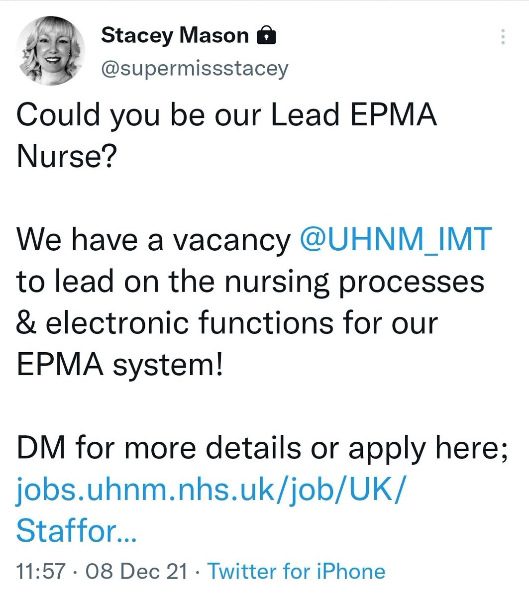 UHNM IM&T π» (@uhnm_imt) on Twitter photo Excellent opportunity <a href="/UHNM_NHS/">UHNM NHS Trust π₯</a> to join the EPMA team and improve medicines safety <a href="/supermissstacey/">Stacey Mason</a> <a href="/drziadin/">Zia Din</a> @Duffnet1970s <a href="/SusanTh89074607/">Sue Thomson π</a> Excellent opportunity <a href="/UHNM_NHS/">UHNM NHS Trust π₯</a> to join the EPMA team and improve medicines safety <a href="/supermissstacey/">Stacey Mason</a> <a href="/drziadin/">Zia Din</a> @Duffnet1970s <a href="/SusanTh89074607/">Sue Thomson π</a>