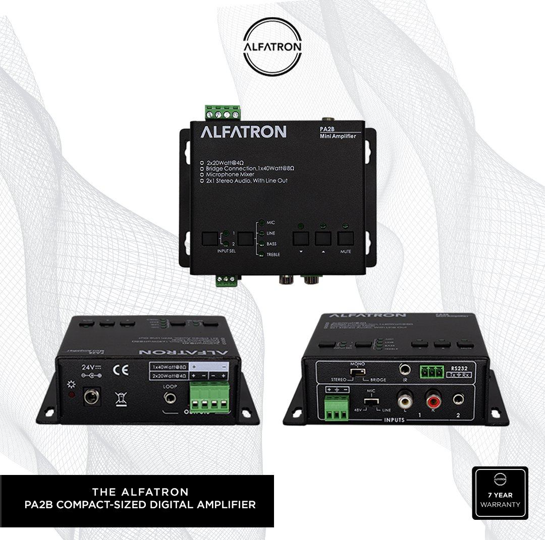 AlfatronElec's tweet photo. The Alfatron PA2B is a compact-sized digital amplifier (Class-D) with 3 inputs (2 lines in and 1 balanced MIC). It is integrated with powerful functions, including bridge connection, dual-mono, EQ control, microphone mixer.
https://t.co/d0pytlg656
#Alfatron
#DigitalAmplifier https://t.co/Fa9AWtJN21