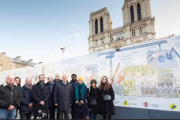 PLungheretti's tweet photo. 🤩Grande joie d'inaugurer ce matin l'expo des 5 artistes #BD du chantier de rénovation de #NotreDamedeParis, fruit du partenariat entre @rebatirNDP &amp; @CiteBd. Bravo aux artistes @ZeinaAbirached, @AdjimDanngar, Sandrine Martin, @mathieusapin &amp; #FrançoisSchuiten🙏
📷David Bordes https://t.co/CfzgxoHKTv