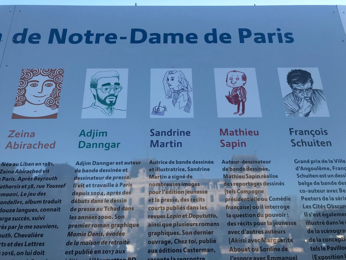 PLungheretti's tweet photo. 🤩Grande joie d'inaugurer ce matin l'expo des 5 artistes #BD du chantier de rénovation de #NotreDamedeParis, fruit du partenariat entre @rebatirNDP &amp; @CiteBd. Bravo aux artistes @ZeinaAbirached, @AdjimDanngar, Sandrine Martin, @mathieusapin &amp; #FrançoisSchuiten🙏
📷David Bordes https://t.co/CfzgxoHKTv