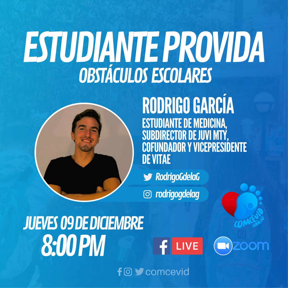 comcevid's tweet image. Mañana nos acompañará @RodrigoGdelaG si te interesa unirte vía zoom contáctanos por nuestras redes sociales o sigue la transmisión vía Facebook Live 🙌🏼