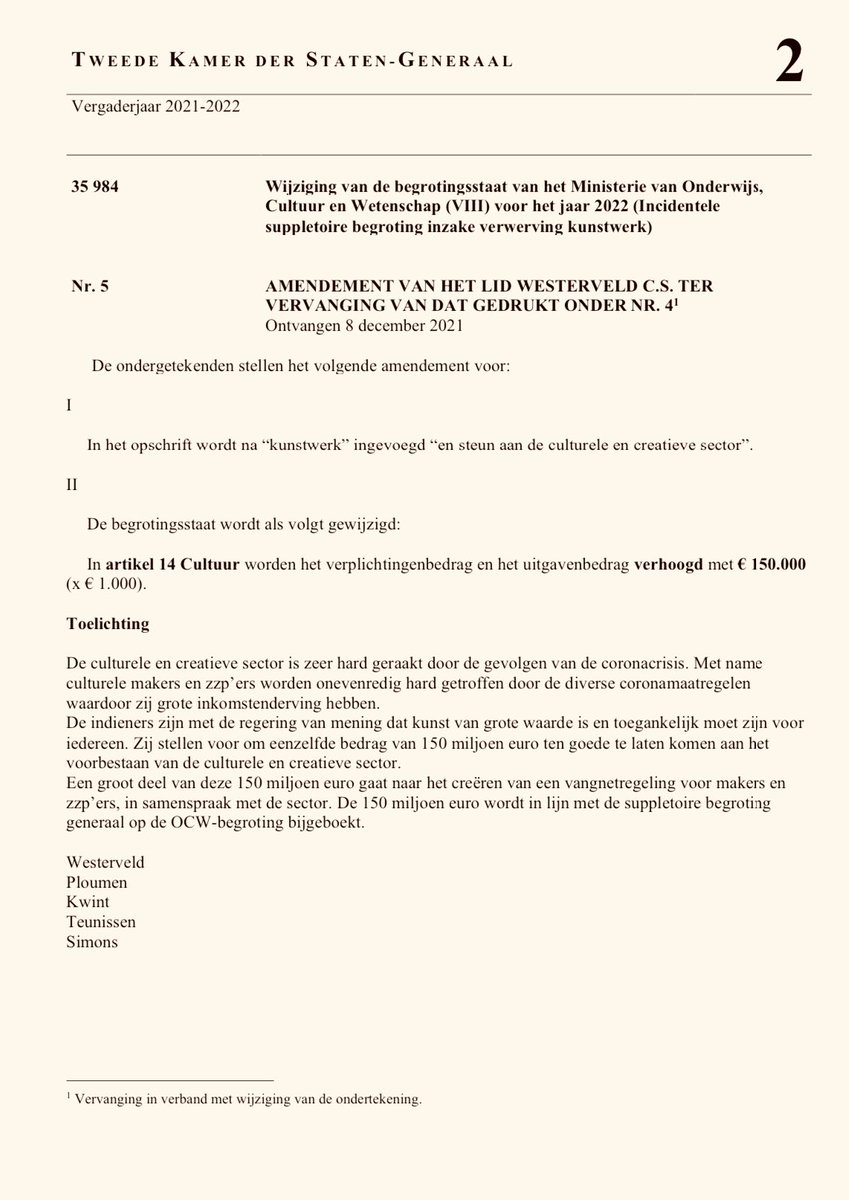 Lisawesterveld's tweet photo. Straks hebben we wél een Rembrandt, maar geen culturele en creatieve sector meer. 

Samen met PvdA, SP, PvdD en Bij1 doen we daarom de oproep om óók 150 miljoen te investeren in onze makers.

Zojuist dienden we dit amendement in: https://t.co/BXEkB1RLMt