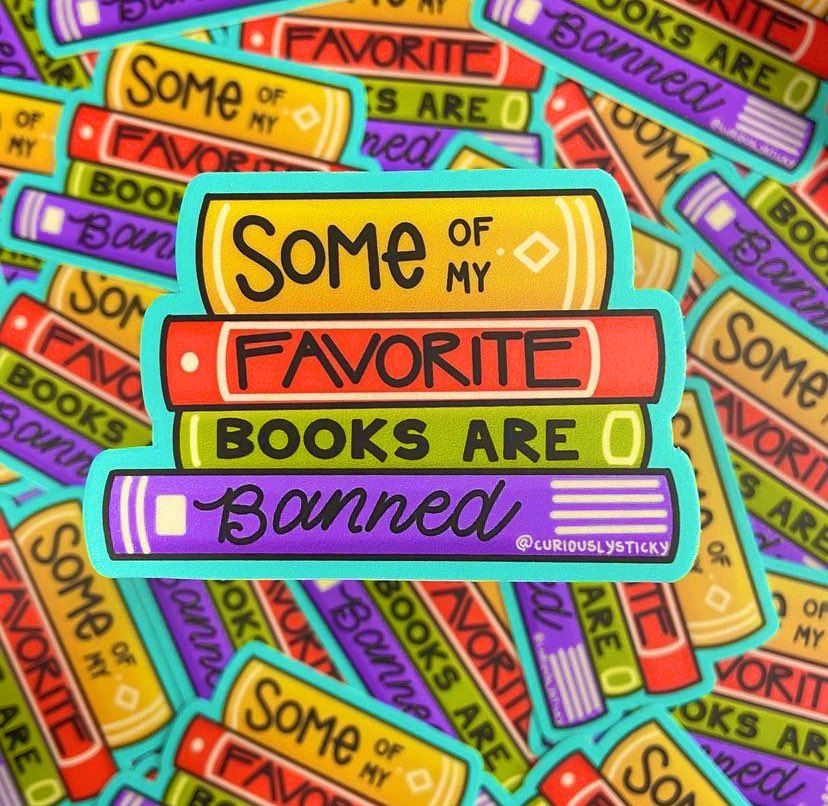 sheathescholar's tweet photo. with all the book challenges and bans going on, I asked my partner to design this sticker for me (and other readers). it’s her last design of 2021 and perhaps my favorite yet. 

shout out to the authors writing the truth (and teachers teaching it). 

https://t.co/mwnaB7jtw9 https://t.co/SQPuz09EXe