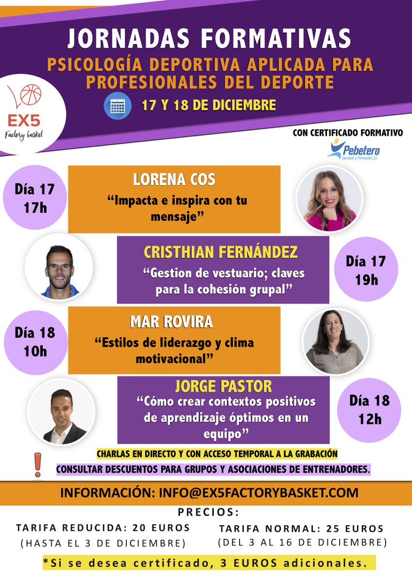 🚨Últimas 5 plazas con descuento. Escríbenos por mensaje directo o a info@ex5factorybasket.com y disfruta de este fantástico clinic con ponentes de excepción por tan sólo 20 euros (info para descuentos).