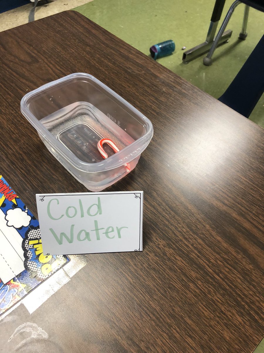 In 3rd grade today, we predicted what liquid would dissolve a candy cane the fastest! Hot water won followed closely by Sprite.@FernCreekElem_1 @Principal_FCES @MrsTytus