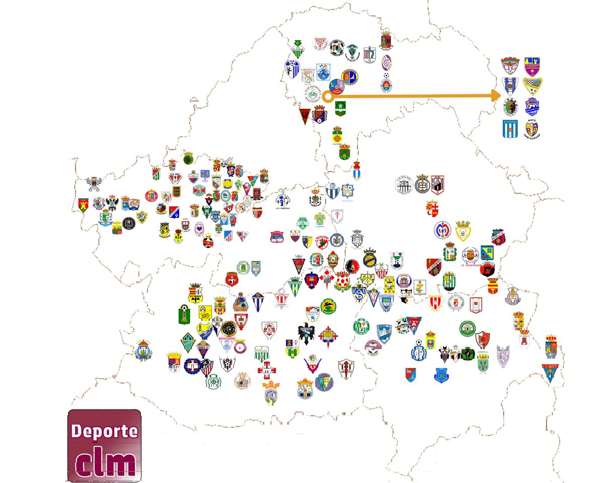 💥 Oye, <a href="/SpheraSports/">Sphera Sports</a>, nosotros hemos hecho un mapa de Castilla la Mancha con TODOS los equipos de FÚTBOL. 

🧐 ¿Sabes de dónde eres solo por el escudo de tu CIUDAD?