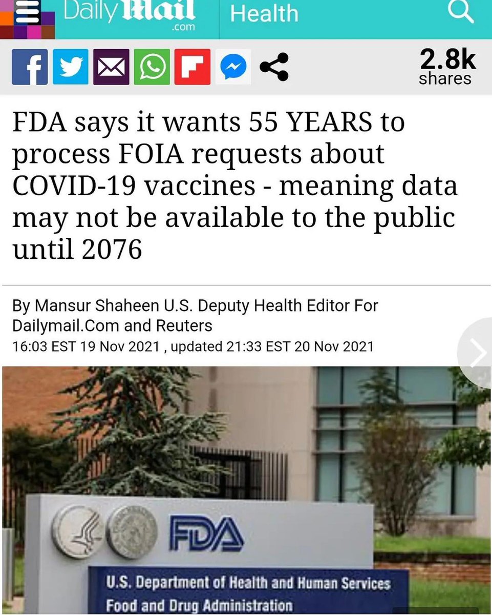 unvxsperm's tweet photo. FDA says it wants 55yrs to process Freedom Of Information Act Requests about Covid-19 Vaxx. But the FOIA says Federal Agencies Have To Respond to FOIA requests in 20 days? A petition or lawsuit to get the FDA to release the information requested would be interesting. $BTC $UNVX https://t.co/39Fn20ELY8