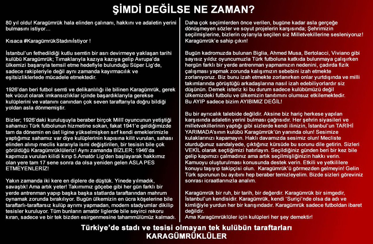 karagumruk_fan's tweet photo. Şimdi değilse ne zaman? 
#KaragümrükStadınıİstiyor
#VekillerGöreve https://t.co/SSOO6EYSFq