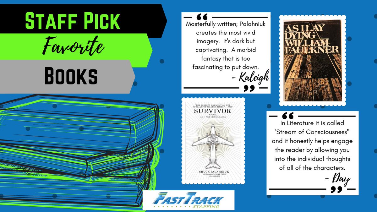 FastTrackStaff's tweet photo. #ReadaNewBookMonth #staffpick #favoritebooks

#hiring #hiringnow #nowhiring #staffing #staffingagency #recruiting https://t.co/dTrM2hjlSs