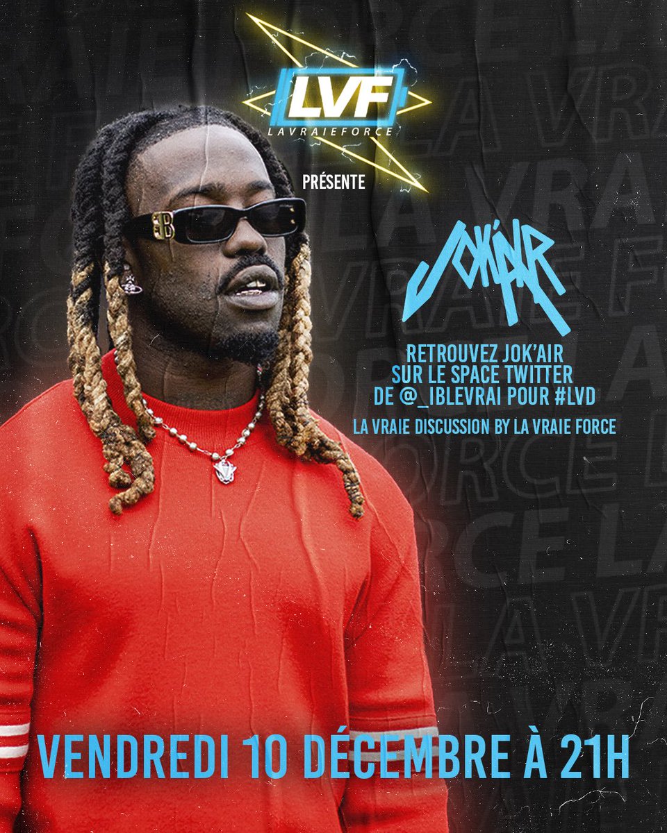 LVF présente #LVD 🗣

Le concept ? Une discussion entre passionnés et acteurs du rap game (artiste, DA/Producteur/Manager, réalisateur, photographe, graphiste.. )

Pour le premier #LVD l'invité sera mon frère <a href="/jok_daddy/">Jok’Air</a> ❤️

Posez toutes vos questions via le hashtag #LVDJOKAIR 😉