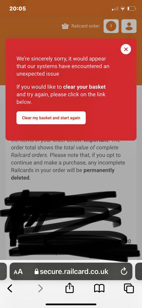 ajetm3's tweet photo. @_Railcards keep getting this error message,please advise on how to purchase https://t.co/clieA2NSuX