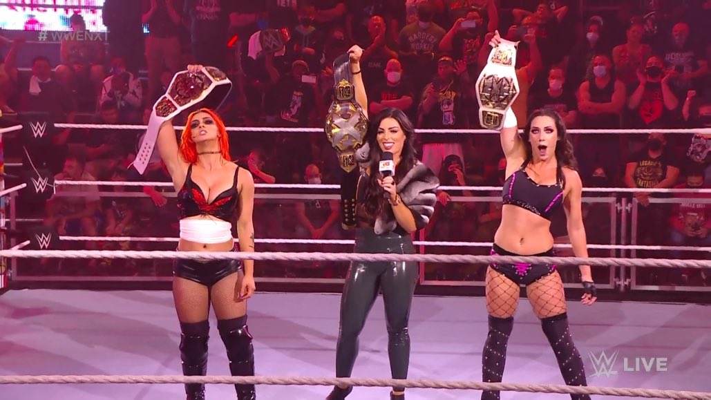 UnmatchedWWE's tweet photo. ALL. THE. GOLD.

#WWENXT @HotCreationWWE @GildedViribus @MadeHerOraToxic @TOXICATTRACTlON 
@AWiltedPetal @GigiToxicSexy @FatelThorns @RogueAToxic @PetalsWiltAway @ToxicGigiDolin
@RebelJacyJayne @ToxicToAll @SeductionToxic @NoRockerAsToxic https://t.co/YpGEPzz7or
