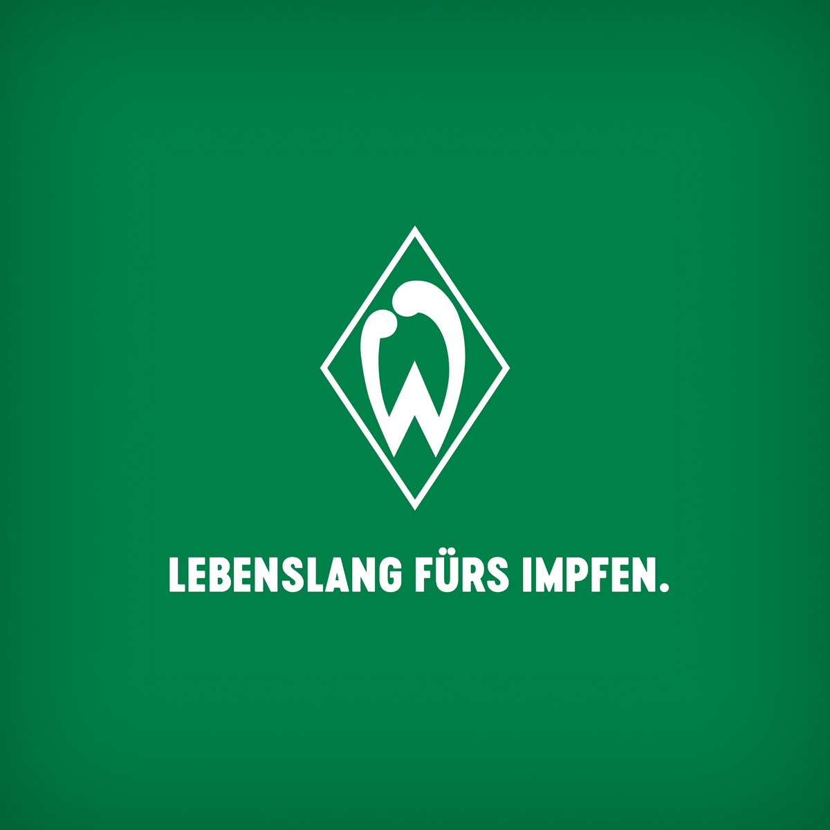 werderbremen's tweet photo. Aus #LebenslangGrünWeiss wird unser Aufruf für eine Impfung gegen das #Corona-Virus!💉🦠

Lasst euch impfen! Lasst uns diese Pandemie gemeinsam besiegen!🙏🏼

#Werder |  #ZusammenGegenCorona https://t.co/3mFgHoMibH