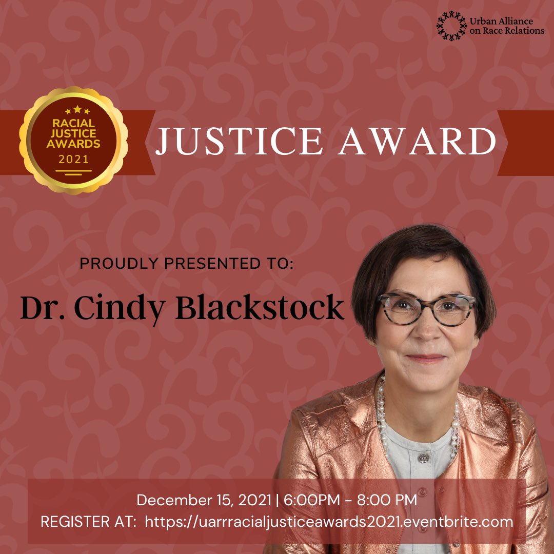 We are honoured to announce Dr. Cindy Blackstock as the award recipient of this year’s Justice Award, which will be presented on December 15, 2021. 

Register to attend the 2021 Racial Justice Awards on December 15, 2021 from 6:00PM- 8:00PM at …acialjusticeawards2021.eventbrite.com