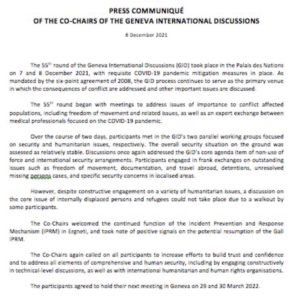 csultanoglu's tweet image. We have concluded the 55th round of Geneva International Discussions @UNDPPA @ToivoKlaar @annika_soder