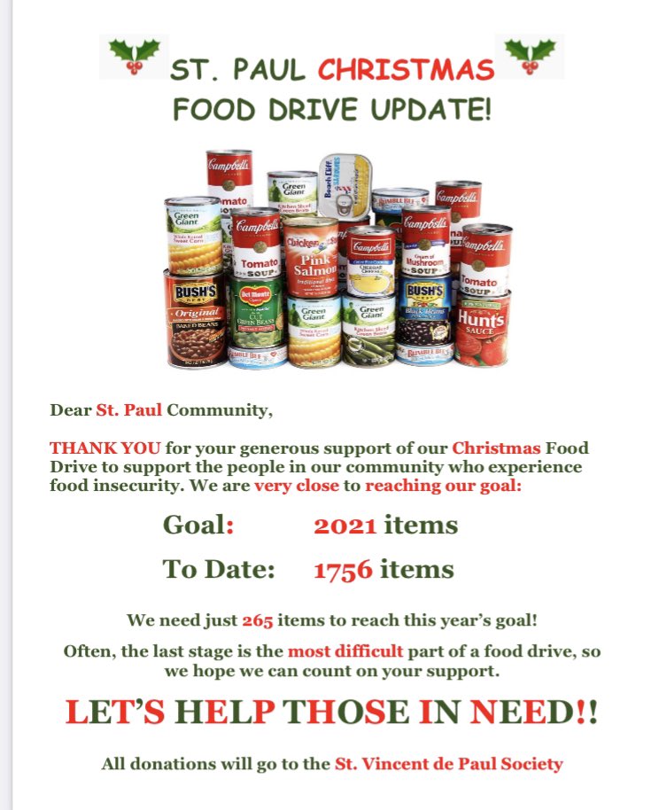 Tenessa_VanH's tweet photo. Wow so close to the goal!!Way to go St. Paul’s families and students. Good work grade 8’s! Almost there! Let’s keep the giving going ! @st_paul_grade_8  @StPaul_CES https://t.co/uOFpOCvCip