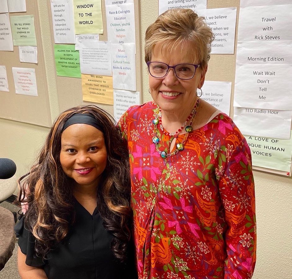 MiaMoodyPhD's tweet photo. Great interview with Nan Holmes for KWBU’s Central Texas Leadership Series. It will air at 11:30 a.m. this Friday. #KWBU https://t.co/klUnZMi4mC
