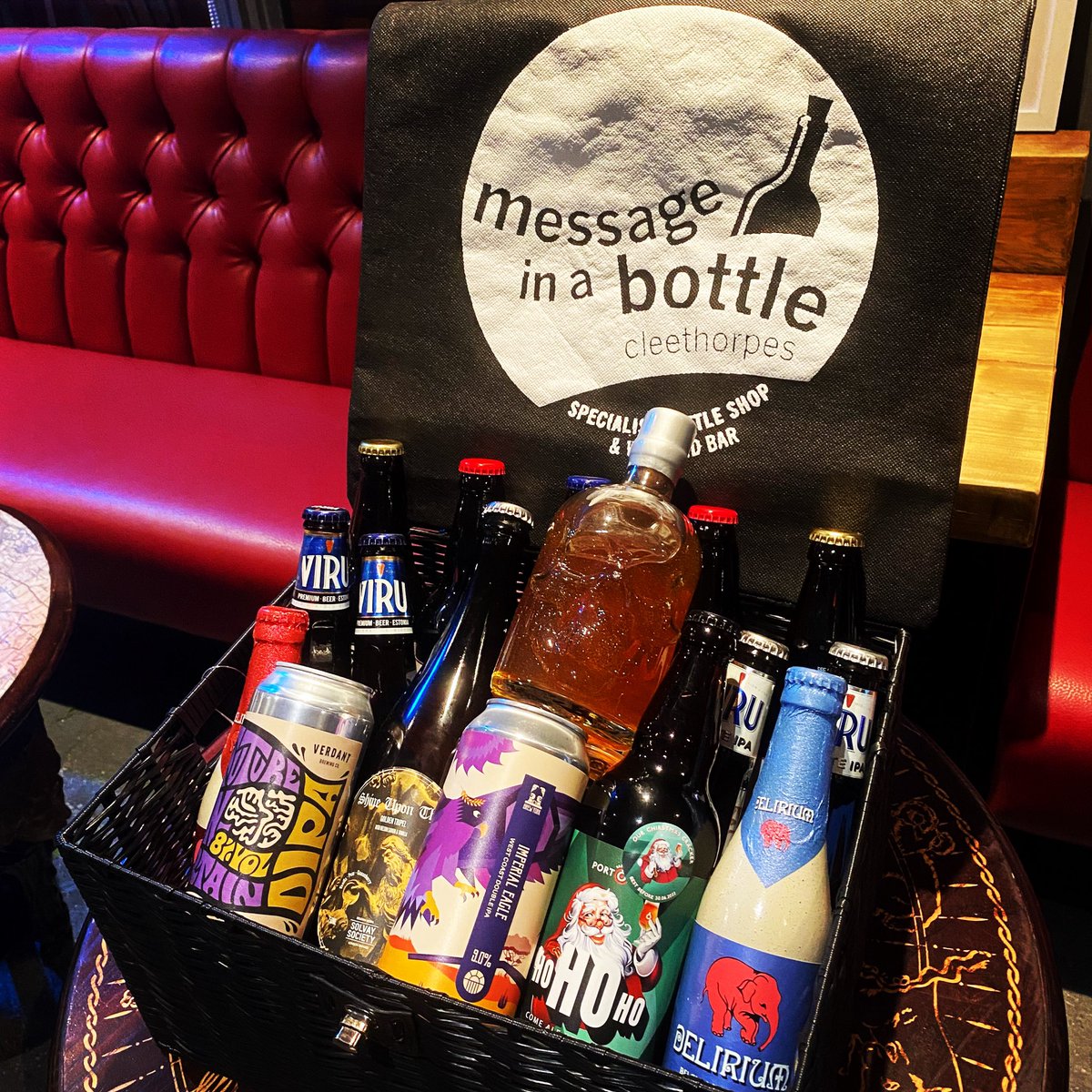 miabcleethorpes's tweet photo. I’m about to wrap up this beautiful, bespoke beer hamper for a punter. 

In it: Christmas, imported / world, speciality &amp; craft beers with a bottle of Sparkle Skull Butterscotch @CleethorpesRum for good measure.

Big or small, we do good gifts ‘ere. 
Cheers!

🎅🏼 https://t.co/WlDEAxBB5K