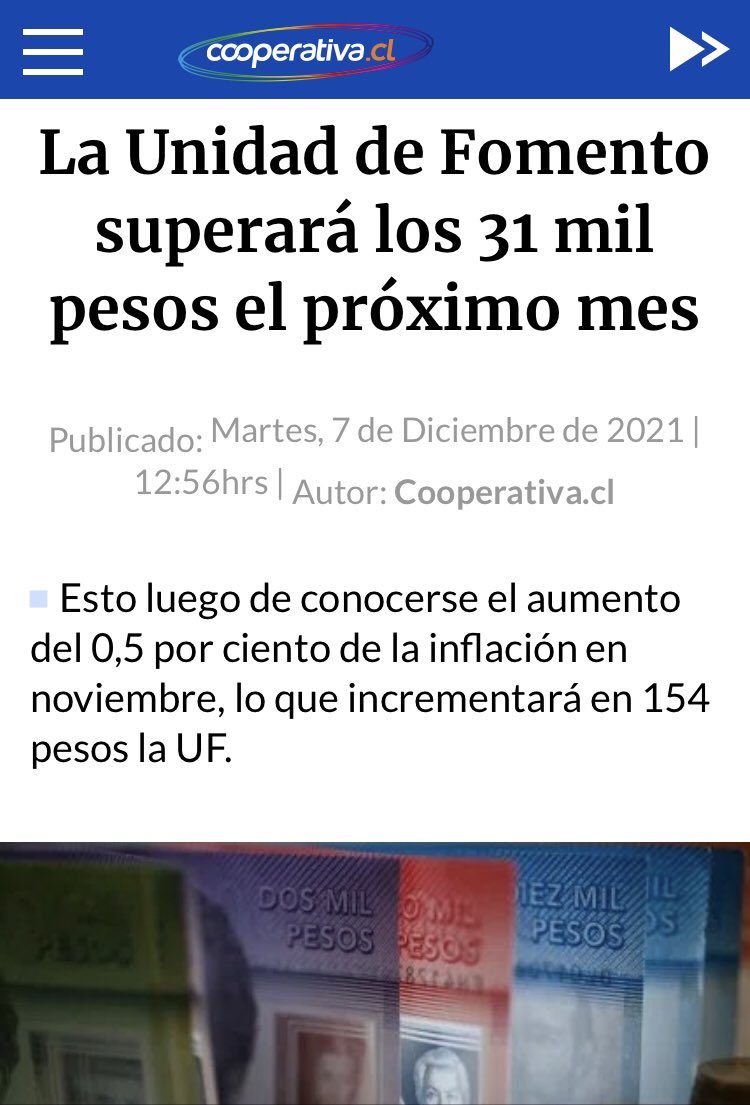 UF, invento chileno que en enero llegará a $31 mil. Si las deudas de los chilenos son en UF… ¿por qué no legislamos para que los sueldos se paguen en UF también? <a href="/Juan_SantanaC/">Diputado Juan Santana</a> <a href="/Dani_Cicardini/">Daniella Cicardini</a> <a href="/ctr_cl/">Cristian Tapia Ramos</a> <a href="/Muletjaime/">Jaime Mulet</a>  @DiputadaCidV <a href="/ProvosteYasna/">Yasna Provoste Campillay</a>