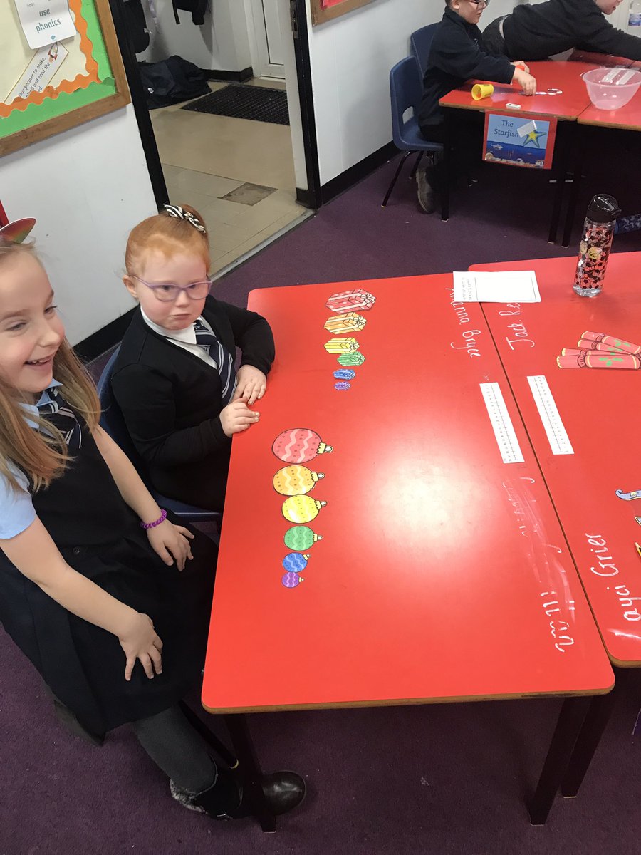 MissAMcCullough's tweet photo. Lots of festive measuring today in Room 3 🌲 we made Christmas trees ordering lengths of green paper and lots more 🎁 https://t.co/kcopwteQhT