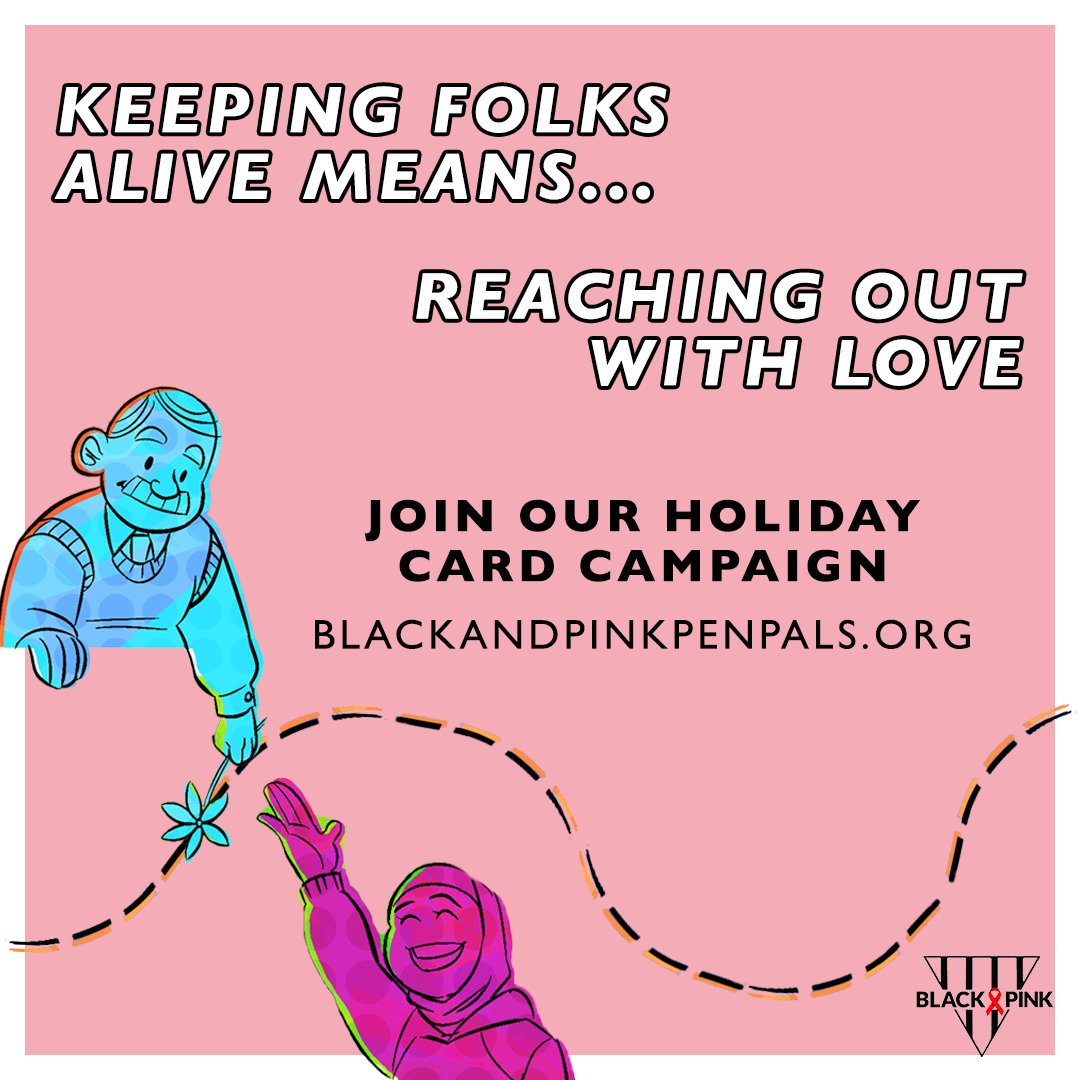 BLACKandPINKorg's tweet photo. Keeping folks alive means reaching out with love❤️ 

Our Holiday Card Campaign is a harm reduction strategy. We want our inside members to know they matter &amp; we send cards to reduce the harmful impact of life behind bars. 

Sign up here: https://t.co/xOBYmLHbQ0 https://t.co/qbDrVDKA1z