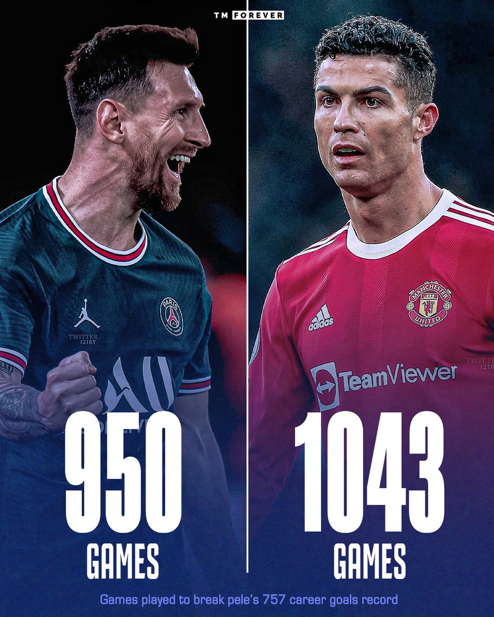 Messi took 93 games less than Ronaldo to break Pele's official goals tally. INSANE😳🐐
