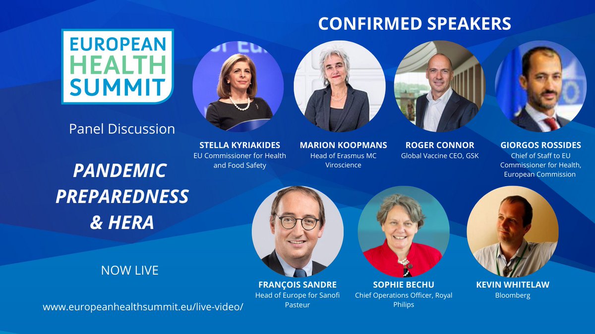 ebsummiteurope's tweet photo. The role of Pandemic preparedness and the role of HERA ? Stella Kyriakides 
@SKyriakidesEU @EU_Commission, Marion Koopmans, @MarionKoopmans, Roger Connor, 
@GSK, François Sandre @sanofipasteur, Sophie Bechu, 
@Philips NOW LIVE #HealthSummitEU2021 

https://t.co/sQ9MxeEil1 https://t.co/H6DV5G2CM1