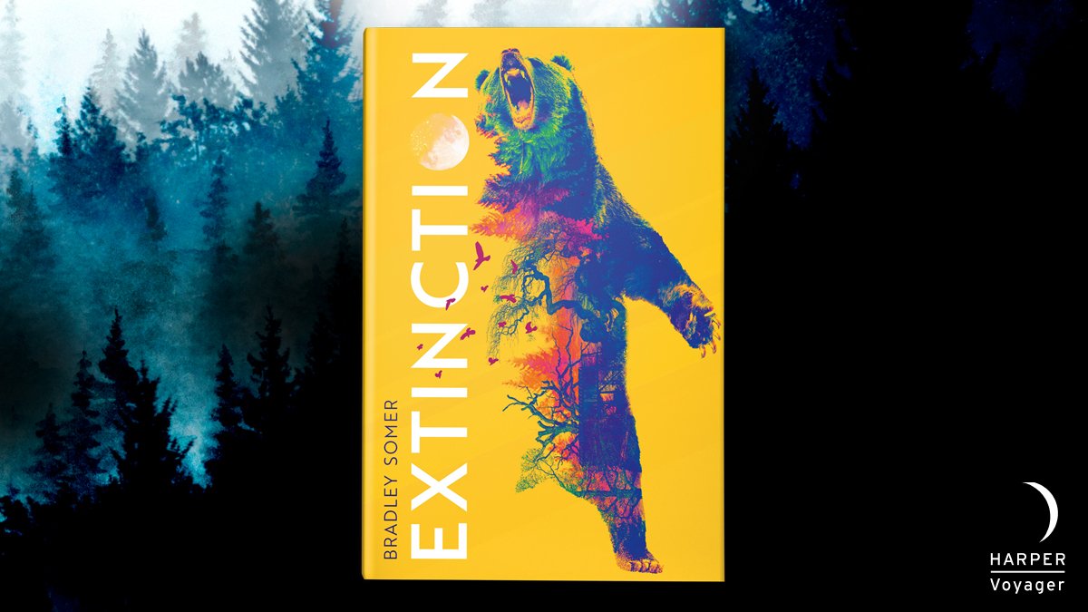 🐻 COVER REVEAL 🐻

In a lonely valley, deep in the mountains, a ranger watches over the last surviving grizzly bear.

We are excited to reveal the cover for #Extinction by @BradleySomer, publishing next June!

Cover designer: <a href="/darwinslibrary/">Mike Topping</a>  
ow.ly/K55W50H1Irx
