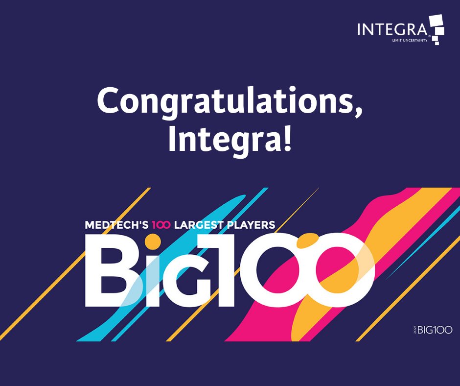 integra_life's tweet photo. We are proud to be on this year’s Big100 list of companies powering the global medical technology industry – join @integra_life's growing team! https://t.co/dH5PPvKaoZ #IntegraInspired #LimitUncertainty #Hiring https://t.co/ZC85vlbuxO