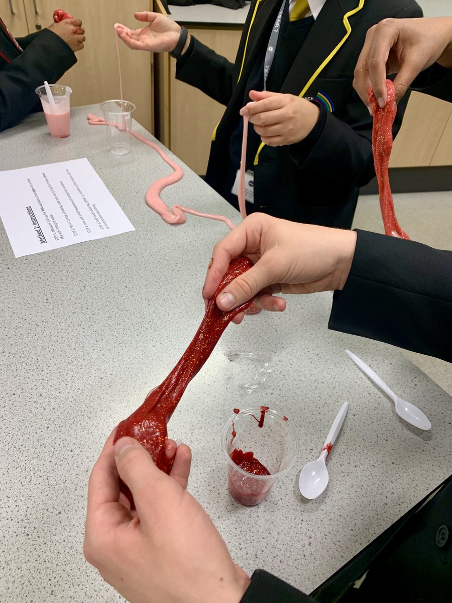 lister_science's tweet photo. For this weeks science club, we explored non-newtonian fluids. These are fluids where the viscosity can change under a force #listerscience https://t.co/EbXfUUHgEi