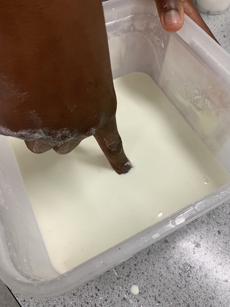 lister_science's tweet photo. For this weeks science club, we explored non-newtonian fluids. These are fluids where the viscosity can change under a force #listerscience https://t.co/EbXfUUHgEi
