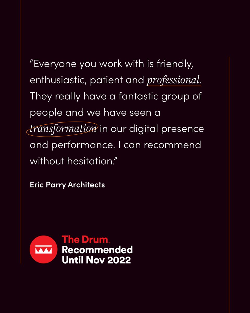 "The Drum Recommends Awards are proud to highlight and reward agencies that come recommended by the most credible of sources, their own clients." - The Drum

Thank you to our clients for enabling us to be featured on The Drum Recommendations 👉 bit.ly/31HXS9w 

#TheDrum